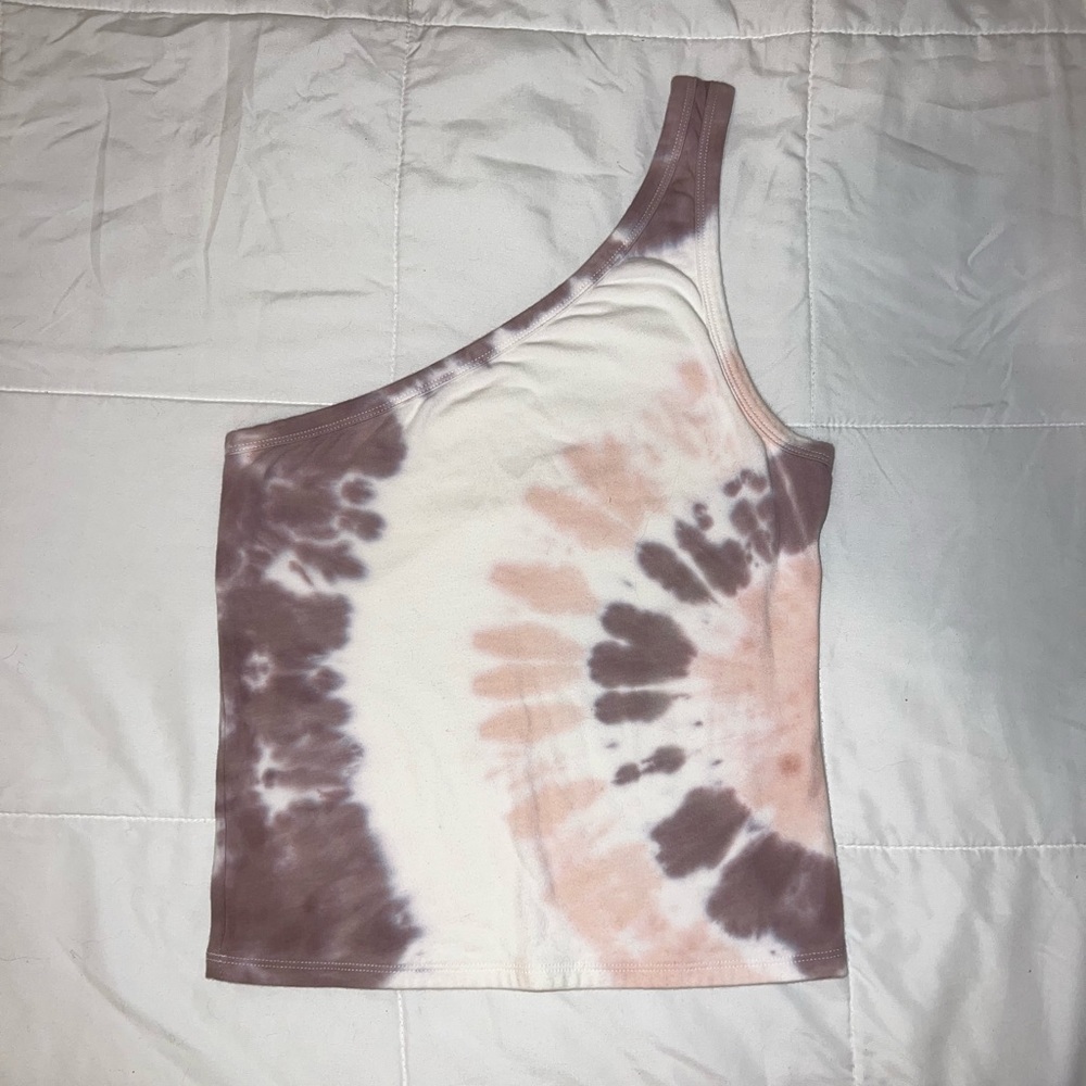 American Eagle Tie Dye pink white one shoulder top women’s S